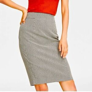 On 34th Houndstooth Black White Tailored Knee Length Pencil Skirt Women’s 14